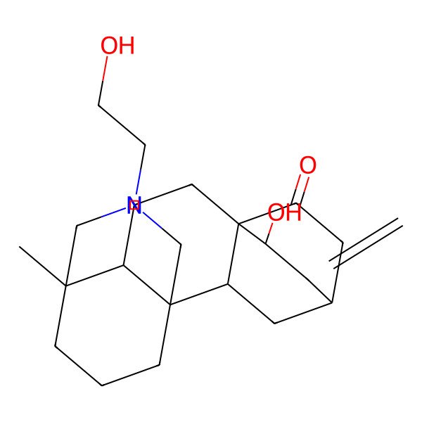 2D Structure of (1S,2S,4R,7R,10R,11R,18S)-18-hydroxy-13-(2-hydroxyethyl)-11-methyl-19-methylidene-13-azapentacyclo[9.3.3.24,7.01,10.02,7]nonadecan-6-one