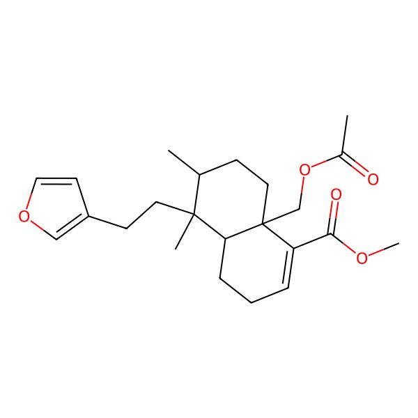 2D Structure of methyl (4aR,5S,6R,8aS)-8a-(acetyloxymethyl)-5-[2-(furan-3-yl)ethyl]-5,6-dimethyl-3,4,4a,6,7,8-hexahydronaphthalene-1-carboxylate