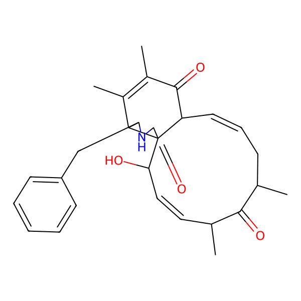 2D Structure of (2R,3E,5S,7S,9E,11R,15R,16R)-16-benzyl-2-hydroxy-5,7,13,14-tetramethyl-17-azatricyclo[9.7.0.01,15]octadeca-3,9,13-triene-6,12,18-trione