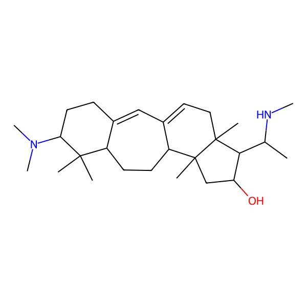 2D Structure of 6-(Dimethylamino)-7,7,12,16-tetramethyl-15-[1-(methylamino)ethyl]tetracyclo[9.7.0.03,8.012,16]octadeca-1(18),2-dien-14-ol