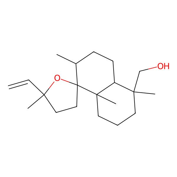 2D Structure of (5'-ethenyl-1,4a,5',6-tetramethylspiro[3,4,6,7,8,8a-hexahydro-2H-naphthalene-5,2'-oxolane]-1-yl)methanol