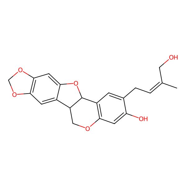 2D Structure of 15-(4-Hydroxy-3-methylbut-2-enyl)-5,7,11,19-tetraoxapentacyclo[10.8.0.02,10.04,8.013,18]icosa-2,4(8),9,13(18),14,16-hexaen-16-ol