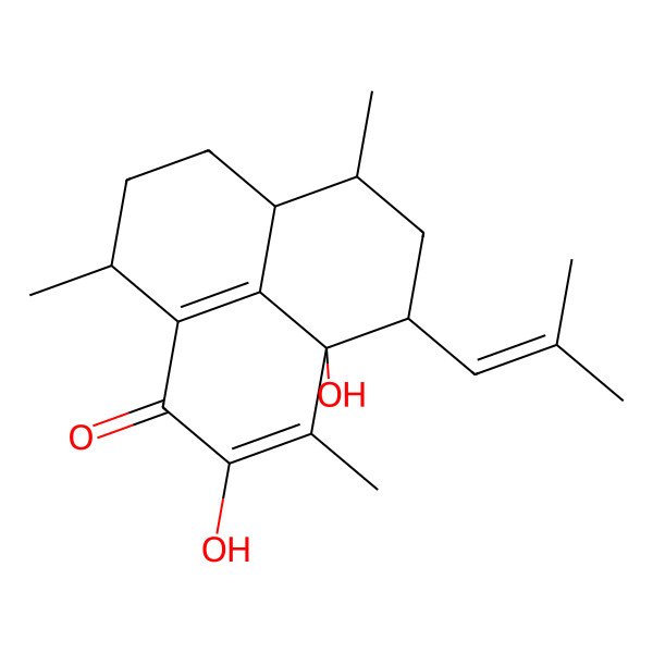 2D Structure of (3aR,4R,6S,6aR,9S)-2,3a-dihydroxy-3,6,9-trimethyl-4-(2-methylprop-1-enyl)-5,6,6a,7,8,9-hexahydro-4H-phenalen-1-one