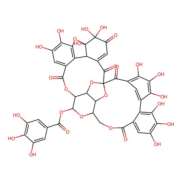 2D Structure of (6,6,7,11,12,26,27,28,31,32,33-Undecahydroxy-2,5,15,23,35-pentaoxo-16,19,22,36,39,41-hexaoxanonacyclo[18.15.3.11,38.17,10.130,34.03,8.09,14.017,37.024,29]hentetraconta-3,9,11,13,24,26,28,30(40),31,33-decaen-18-yl) 3,4,5-trihydroxybenzoate