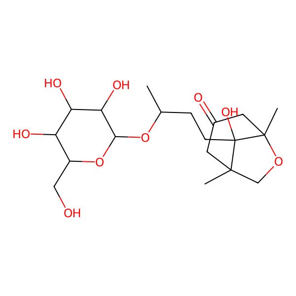 2D Structure of (1R,5R,8S)-8-hydroxy-1,5-dimethyl-8-[(3R)-3-[(2R,3R,4S,5S,6R)-3,4,5-trihydroxy-6-(hydroxymethyl)oxan-2-yl]oxybutyl]-6-oxabicyclo[3.2.1]octan-3-one