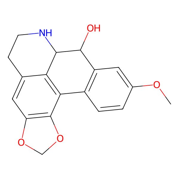 2D Structure of (12S,13R)-16-methoxy-3,5-dioxa-11-azapentacyclo[10.7.1.02,6.08,20.014,19]icosa-1(20),2(6),7,14(19),15,17-hexaen-13-ol