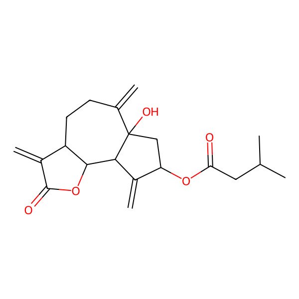 2D Structure of (6a-hydroxy-3,6,9-trimethylidene-2-oxo-4,5,7,8,9a,9b-hexahydro-3aH-azuleno[4,5-b]furan-8-yl) 3-methylbutanoate