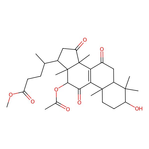 2D Structure of Methyl 4-(12-acetyloxy-3-hydroxy-4,4,10,13,14-pentamethyl-7,11,15-trioxo-1,2,3,5,6,12,16,17-octahydrocyclopenta[a]phenanthren-17-yl)pentanoate