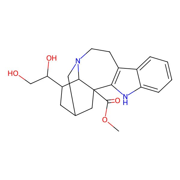 2D Structure of methyl (1S,15R,17S,18S)-17-[(1R)-1,2-dihydroxyethyl]-3,13-diazapentacyclo[13.3.1.02,10.04,9.013,18]nonadeca-2(10),4,6,8-tetraene-1-carboxylate