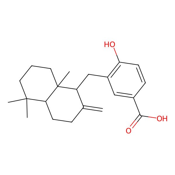 2D Structure of 3-[(5,5,8a-trimethyl-2-methylidene-3,4,4a,6,7,8-hexahydro-1H-naphthalen-1-yl)methyl]-4-hydroxybenzoic acid