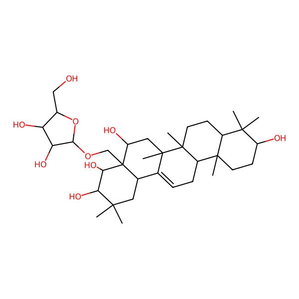 2D Structure of (3R,4R,4aR,5R,6aR,6aS,6bR,8aR,10S,12aR,14bS)-4a-[[(2R,3S,4R,5R)-3,4-dihydroxy-5-(hydroxymethyl)oxolan-2-yl]oxymethyl]-2,2,6a,6b,9,9,12a-heptamethyl-1,3,4,5,6,6a,7,8,8a,10,11,12,13,14b-tetradecahydropicene-3,4,5,10-tetrol
