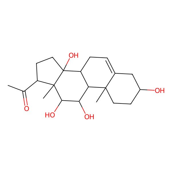 2D Structure of 1-[(3S,8R,9S,10R,11S,12S,13S,14S,17R)-3,11,12,14-tetrahydroxy-10,13-dimethyl-1,2,3,4,7,8,9,11,12,15,16,17-dodecahydrocyclopenta[a]phenanthren-17-yl]ethanone