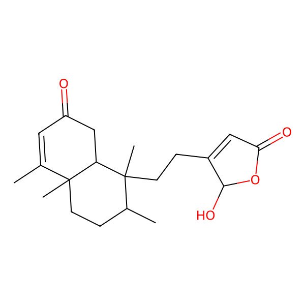 2D Structure of (2R)-3-[2-[(1S,2R,4aR,8aR)-1,2,4a,5-tetramethyl-7-oxo-3,4,8,8a-tetrahydro-2H-naphthalen-1-yl]ethyl]-2-hydroxy-2H-furan-5-one