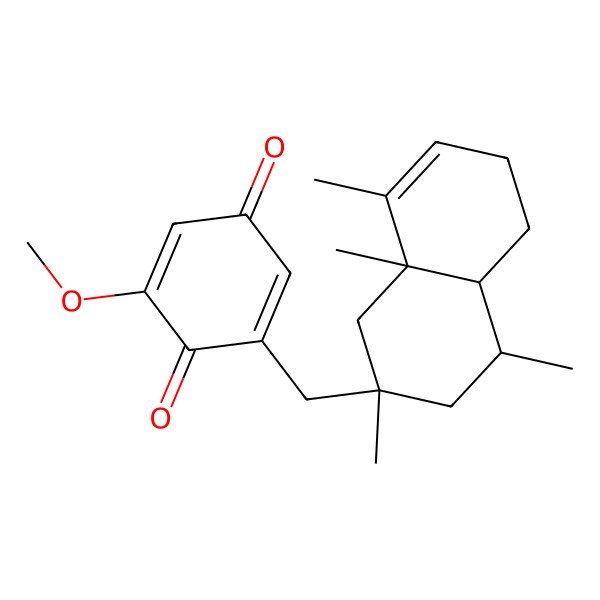 2D Structure of 2-[(2,4,8,8a-Tetramethyl-1,3,4,4a,5,6-hexahydronaphthalen-2-yl)methyl]-6-methoxycyclohexa-2,5-diene-1,4-dione