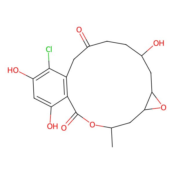2D Structure of 16-Chloro-10,17,19-trihydroxy-4-methyl-3,7-dioxatricyclo[13.4.0.06,8]nonadeca-1(15),16,18-triene-2,13-dione