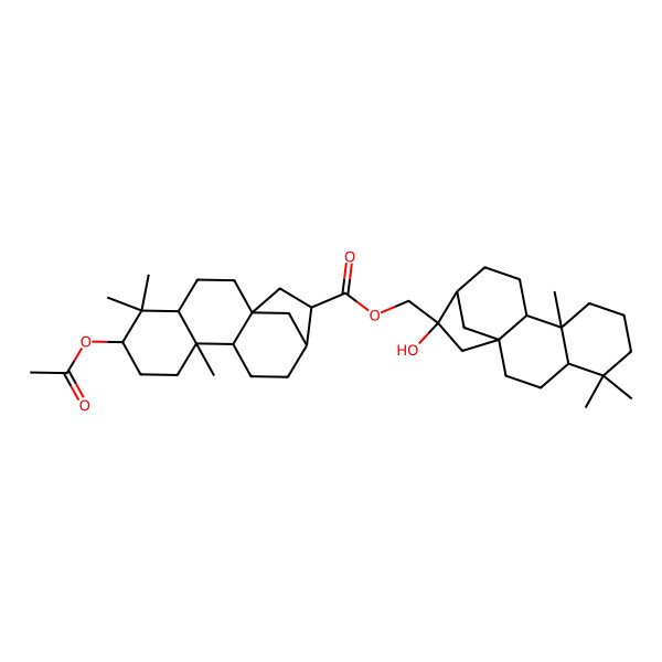 2D Structure of [(1S,4R,9R,10R,13R,14R)-14-hydroxy-5,5,9-trimethyl-14-tetracyclo[11.2.1.01,10.04,9]hexadecanyl]methyl (1S,4S,6R,9S,10R,13R,14R)-6-acetyloxy-5,5,9-trimethyltetracyclo[11.2.1.01,10.04,9]hexadecane-14-carboxylate