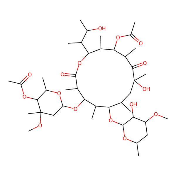 2D Structure of [(2R,3R,4S,5R,7S,9S,10S,11R,12R,13R)-12-[(2R,4R,5R,6S)-5-acetyloxy-4-methoxy-4,6-dimethyloxan-2-yl]oxy-7-hydroxy-2-[(2S,3S)-3-hydroxybutan-2-yl]-10-[(2S,3S,4S,6R)-3-hydroxy-4-methoxy-6-methyloxan-2-yl]oxy-3,5,7,9,11,13-hexamethyl-6,14-dioxo-oxacyclotetradec-4-yl] acetate