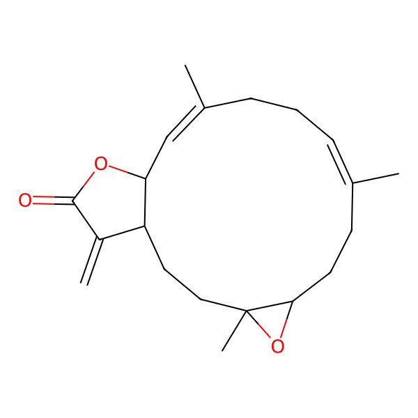 2D Structure of (1S,4S,6S,9E,13E,15S)-4,9,13-trimethyl-18-methylidene-5,16-dioxatricyclo[13.3.0.04,6]octadeca-9,13-dien-17-one