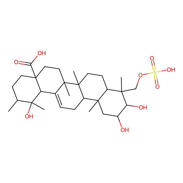 2D Structure of 1,10,11-Trihydroxy-1,2,6a,6b,9,12a-hexamethyl-9-(sulfooxymethyl)-2,3,4,5,6,6a,7,8,8a,10,11,12,13,14b-tetradecahydropicene-4a-carboxylic acid