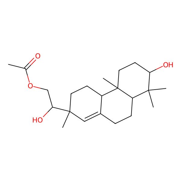 2D Structure of [2-[(2S,4aR,4bS,8aR)-7-hydroxy-2,4b,8,8-tetramethyl-4,4a,5,6,7,8a,9,10-octahydro-3H-phenanthren-2-yl]-2-hydroxyethyl] acetate