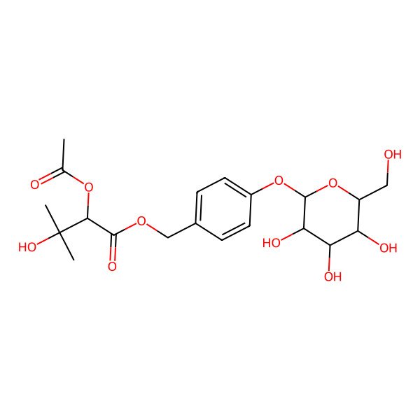 2D Structure of [4-[3,4,5-Trihydroxy-6-(hydroxymethyl)oxan-2-yl]oxyphenyl]methyl 2-acetyloxy-3-hydroxy-3-methylbutanoate