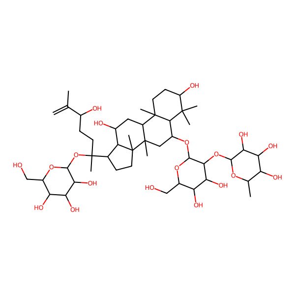 2D Structure of (2S,3R,4R,5R,6S)-2-[(2R,3R,4S,5S,6R)-2-[[(3S,5R,6S,8R,9R,10R,12R,13R,14R,17S)-3,12-dihydroxy-17-[(2S,5S)-5-hydroxy-6-methyl-2-[(2S,3R,4S,5S,6R)-3,4,5-trihydroxy-6-(hydroxymethyl)oxan-2-yl]oxyhept-6-en-2-yl]-4,4,8,10,14-pentamethyl-2,3,5,6,7,9,11,12,13,15,16,17-dodecahydro-1H-cyclopenta[a]phenanthren-6-yl]oxy]-4,5-dihydroxy-6-(hydroxymethyl)oxan-3-yl]oxy-6-methyloxane-3,4,5-triol