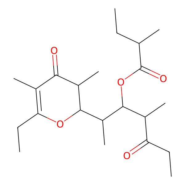 2D Structure of [(2R,3R,4R)-2-[(2S,3S)-6-ethyl-3,5-dimethyl-4-oxo-2,3-dihydropyran-2-yl]-4-methyl-5-oxoheptan-3-yl] (2R)-2-methylbutanoate