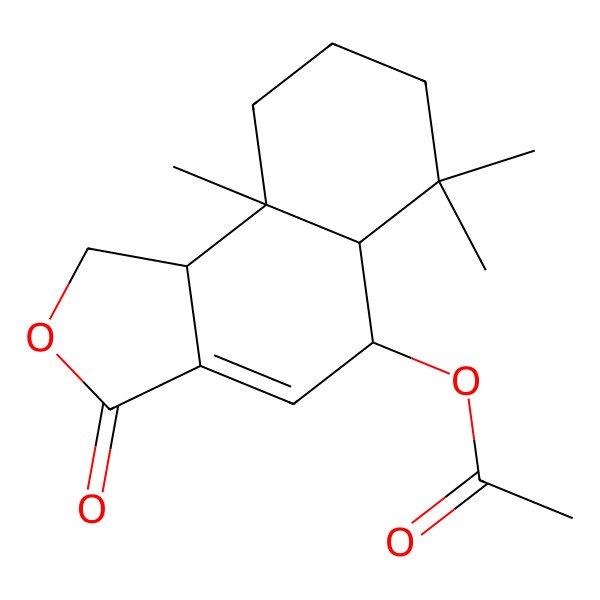 2D Structure of [(5R,5aR,9aS,9bS)-6,6,9a-trimethyl-3-oxo-5,5a,7,8,9,9b-hexahydro-1H-benzo[e][2]benzofuran-5-yl] acetate