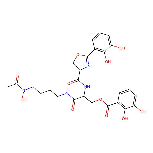 2D Structure of [3-[4-[Acetyl(hydroxy)amino]butylamino]-2-[[2-(2,3-dihydroxyphenyl)-4,5-dihydro-1,3-oxazole-4-carbonyl]amino]-3-oxopropyl] 2,3-dihydroxybenzoate