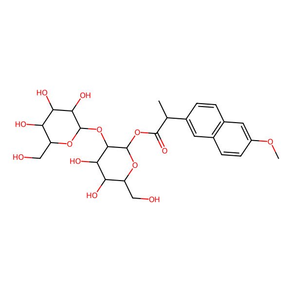 2D Structure of [(2R,3S,4R,5R,6S)-4,5-dihydroxy-6-(hydroxymethyl)-3-[(2S,3R,4S,5S,6R)-3,4,5-trihydroxy-6-(hydroxymethyl)oxan-2-yl]oxyoxan-2-yl] (2S)-2-(6-methoxynaphthalen-2-yl)propanoate