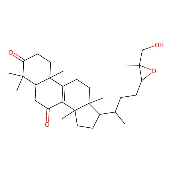 2D Structure of 17-[4-[3-(hydroxymethyl)-3-methyloxiran-2-yl]butan-2-yl]-4,4,10,13,14-pentamethyl-2,5,6,11,12,15,16,17-octahydro-1H-cyclopenta[a]phenanthrene-3,7-dione