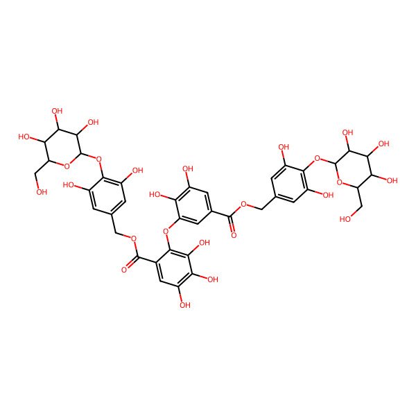 2D Structure of [3,5-dihydroxy-4-[(2S,3R,4S,5S,6R)-3,4,5-trihydroxy-6-(hydroxymethyl)oxan-2-yl]oxyphenyl]methyl 2-[5-[[3,5-dihydroxy-4-[(2S,3R,4S,5S,6R)-3,4,5-trihydroxy-6-(hydroxymethyl)oxan-2-yl]oxyphenyl]methoxycarbonyl]-2,3-dihydroxyphenoxy]-3,4,5-trihydroxybenzoate