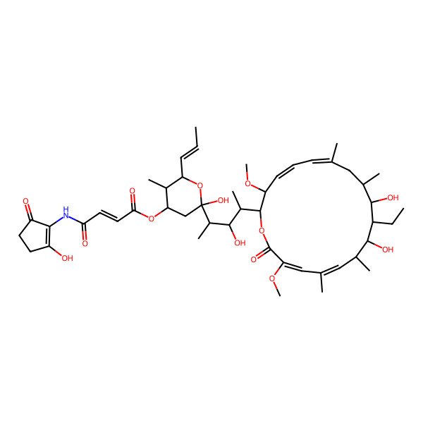 2D Structure of [2-[4-[(4E,6E,14E,16Z)-11-ethyl-10,12-dihydroxy-3,17-dimethoxy-7,9,13,15-tetramethyl-18-oxo-1-oxacyclooctadeca-4,6,14,16-tetraen-2-yl]-3-hydroxypentan-2-yl]-2-hydroxy-5-methyl-6-[(E)-prop-1-enyl]oxan-4-yl] (E)-4-[(2-hydroxy-5-oxocyclopenten-1-yl)amino]-4-oxobut-2-enoate
