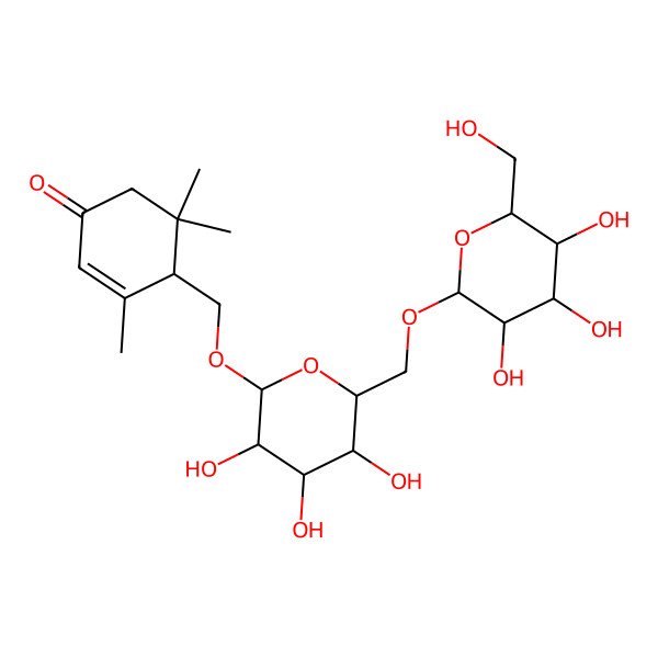 2D Structure of 3,5,5-Trimethyl-4-[[3,4,5-trihydroxy-6-[[3,4,5-trihydroxy-6-(hydroxymethyl)oxan-2-yl]oxymethyl]oxan-2-yl]oxymethyl]cyclohex-2-en-1-one