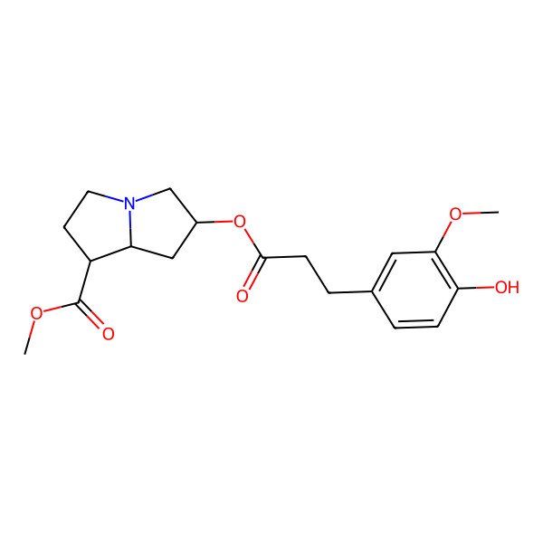 2D Structure of methyl 6-[3-(4-hydroxy-3-methoxyphenyl)propanoyloxy]-2,3,5,6,7,8-hexahydro-1H-pyrrolizine-1-carboxylate