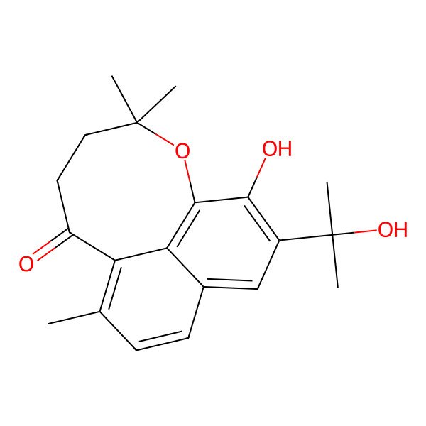 2D Structure of 8-Hydroxy-7-(2-hydroxypropan-2-yl)-2,11,11-trimethyl-10-oxatricyclo[7.5.1.05,15]pentadeca-1,3,5,7,9(15)-pentaen-14-one