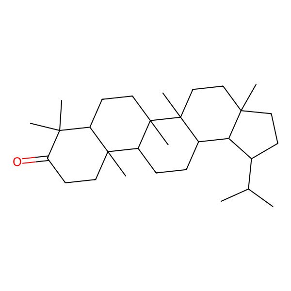 2D Structure of 3a,5a,5b,8,8,11a-hexamethyl-1-propan-2-yl-2,3,4,5,6,7,7a,10,11,11b,12,13,13a,13b-tetradecahydro-1H-cyclopenta[a]chrysen-9-one