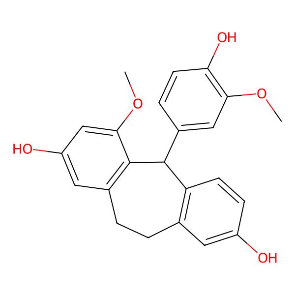 2D Structure of (2R)-2-(4-hydroxy-3-methoxyphenyl)-4-methoxytricyclo[9.4.0.03,8]pentadeca-1(11),3(8),4,6,12,14-hexaene-6,13-diol