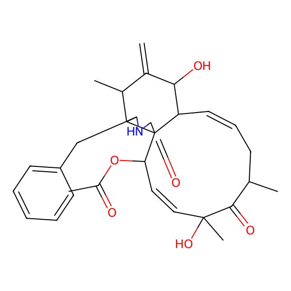 2D Structure of [(1R,5R,11S,15S)-16-benzyl-5,12-dihydroxy-5,7,14-trimethyl-13-methylidene-6,18-dioxo-17-azatricyclo[9.7.0.01,15]octadeca-3,9-dien-2-yl] acetate