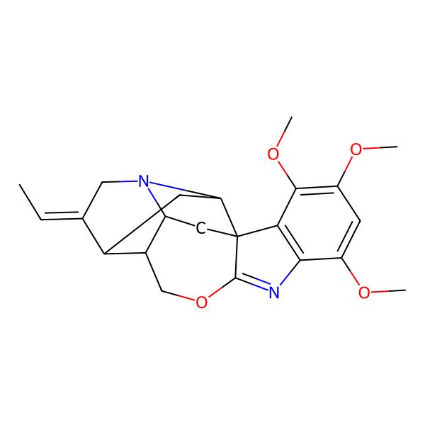 2D Structure of 16-Ethylidene-3,4,6-trimethoxy-10-oxa-8,14-diazahexacyclo[11.6.1.01,9.02,7.012,17.014,19]icosa-2(7),3,5,8-tetraene