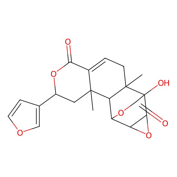 2D Structure of (1R,2S,3R,5R,11S,12R,13R,15R)-5-(furan-3-yl)-12-hydroxy-3,11-dimethyl-6,14,16-trioxapentacyclo[10.3.2.02,11.03,8.013,15]heptadec-8-ene-7,17-dione