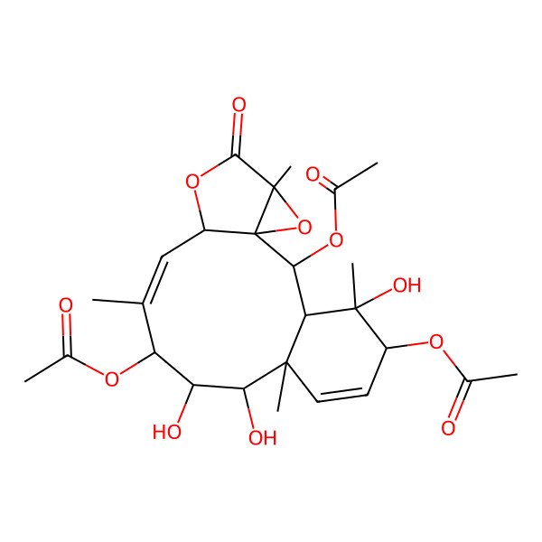 2D Structure of [(1S,2R,3S,4S,5R,8R,9R,10S,11S,12Z,14S,17R)-2,11-diacetyloxy-4,9,10-trihydroxy-4,8,12,17-tetramethyl-16-oxo-15,18-dioxatetracyclo[12.4.0.01,17.03,8]octadeca-6,12-dien-5-yl] acetate