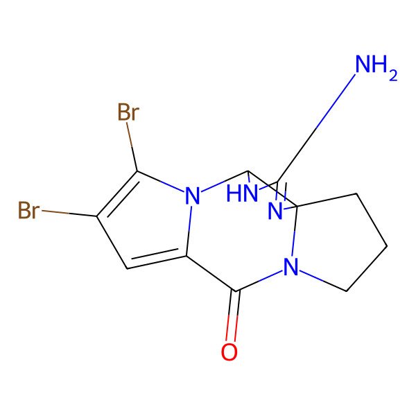 2D Structure of (1R,5S)-3-amino-7,8-dibromo-2,4,6,12-tetrazatetracyclo[10.3.0.01,5.06,10]pentadeca-2,7,9-trien-11-one