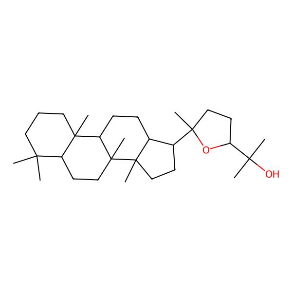 2D Structure of 2-[(2R,5S)-5-methyl-5-[(5S,8R,9R,10S,13R,14R,17S)-4,4,8,10,14-pentamethyl-2,3,5,6,7,9,11,12,13,15,16,17-dodecahydro-1H-cyclopenta[a]phenanthren-17-yl]oxolan-2-yl]propan-2-ol