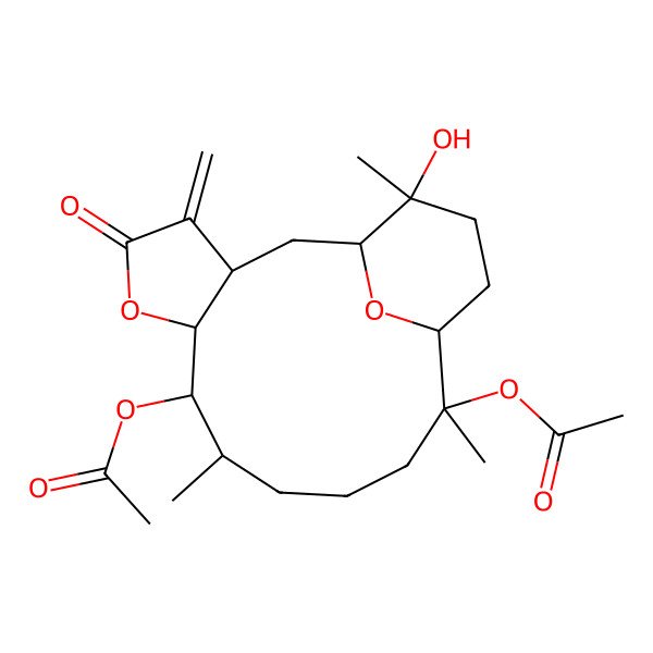 2D Structure of [(1S,3S,7R,8R,9S,13S,14S,17R)-13-acetyloxy-17-hydroxy-9,13,17-trimethyl-4-methylidene-5-oxo-6,18-dioxatricyclo[12.3.1.03,7]octadecan-8-yl] acetate