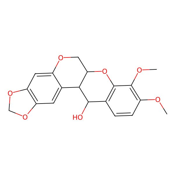 2D Structure of 16,17-Dimethoxy-5,7,11,14-tetraoxapentacyclo[11.8.0.02,10.04,8.015,20]henicosa-2,4(8),9,15(20),16,18-hexaen-21-ol