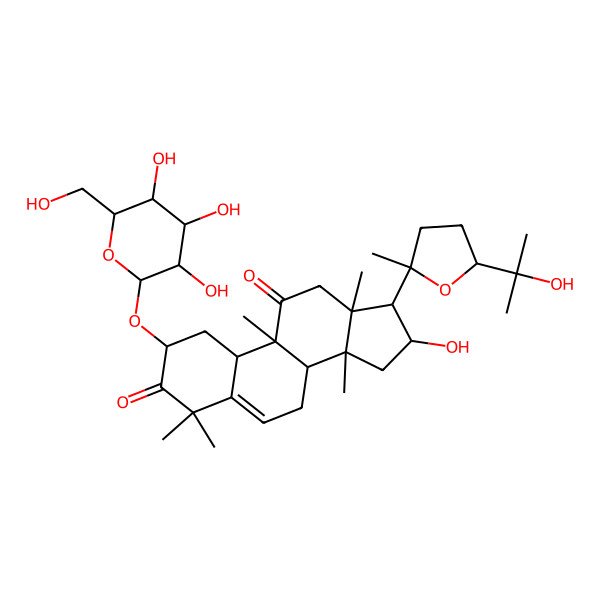 2D Structure of 16-hydroxy-17-[5-(2-hydroxypropan-2-yl)-2-methyloxolan-2-yl]-4,4,9,13,14-pentamethyl-2-[3,4,5-trihydroxy-6-(hydroxymethyl)oxan-2-yl]oxy-2,7,8,10,12,15,16,17-octahydro-1H-cyclopenta[a]phenanthrene-3,11-dione