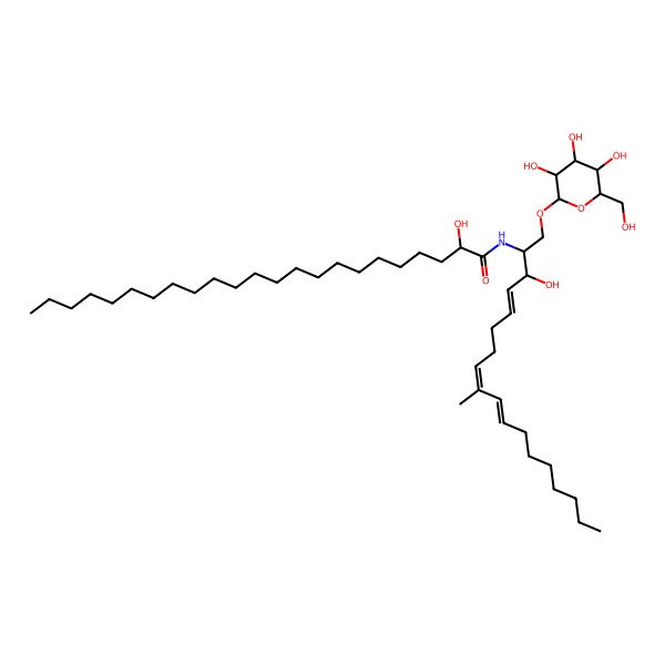2D Structure of 2-hydroxy-N-[3-hydroxy-9-methyl-1-[3,4,5-trihydroxy-6-(hydroxymethyl)oxan-2-yl]oxyoctadeca-4,8,10-trien-2-yl]tricosanamide