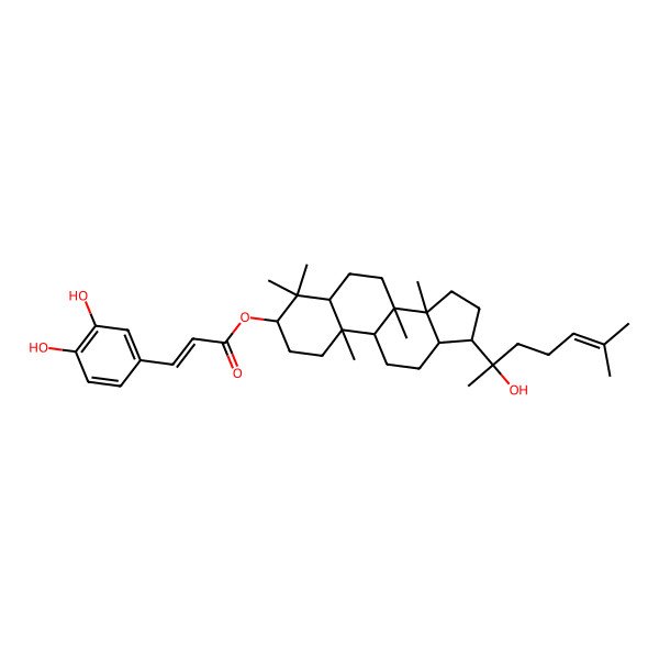 2D Structure of [(5S,8R,9S,10R,13S,14R,17R)-17-[(2S)-2-hydroxy-6-methylhept-5-en-2-yl]-4,4,8,10,14-pentamethyl-2,3,5,6,7,9,11,12,13,15,16,17-dodecahydro-1H-cyclopenta[a]phenanthren-3-yl] 3-(3,4-dihydroxyphenyl)prop-2-enoate