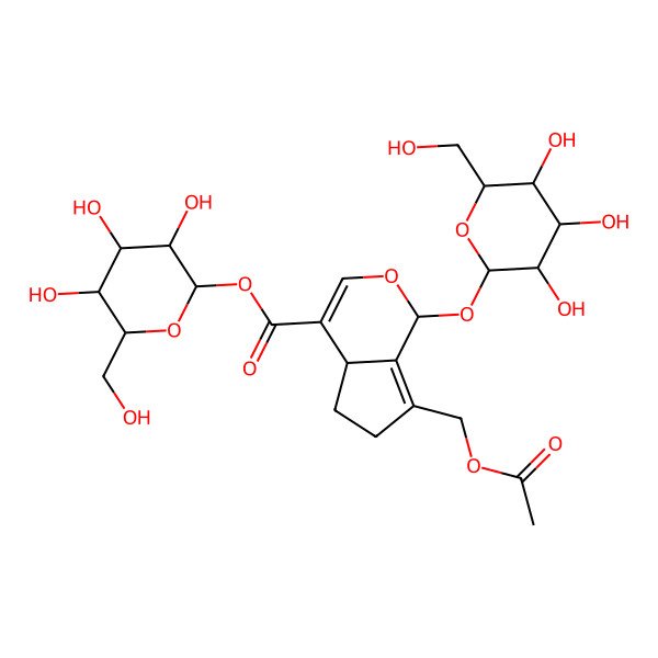2D Structure of [3,4,5-Trihydroxy-6-(hydroxymethyl)oxan-2-yl] 7-(acetyloxymethyl)-1-[3,4,5-trihydroxy-6-(hydroxymethyl)oxan-2-yl]oxy-1,4a,5,6-tetrahydrocyclopenta[c]pyran-4-carboxylate